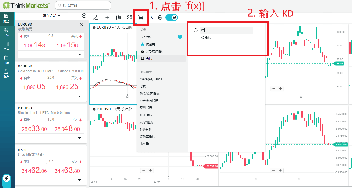 ThinkTrader添加KD指标